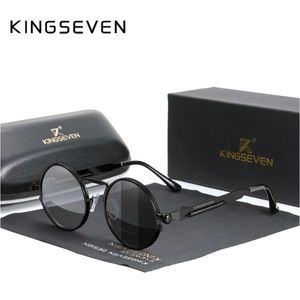 KINGSEVEN Gothic Steampunk Polarized Designer Vintage Round Metal Frame …